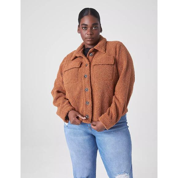 Lane Bryant Cropped Teddy Coat • Argan Oil • Size 4X - Picture 3 of 9